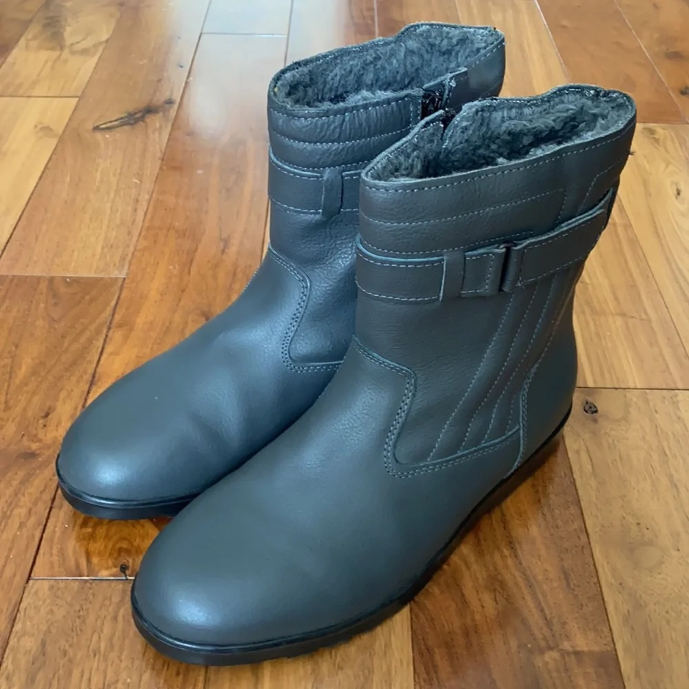 Vintage Men’s Leather Boots Grey Sheepskin made in Italy size US 9.5 EU 43.5